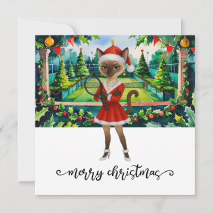 Cartão De Festividades Tenis com tema de Natal para amantes de gatos siam