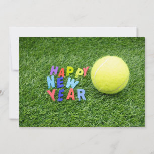 Cartão De Festividades Tênis feliz ano novo & bola de tênis para jogador