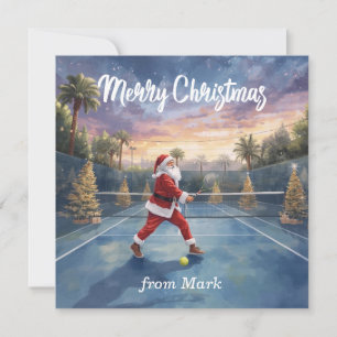 Cartão De Festividades Tenis Feliz Natal Papai Noel na quadra