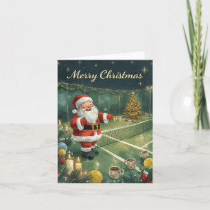 Cartão De Festividades Tênis Feliz Natal Papai Noel na quadra