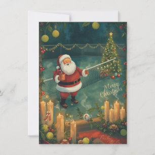 Cartão De Festividades Tênis Feliz Natal Papai Noel na quadra