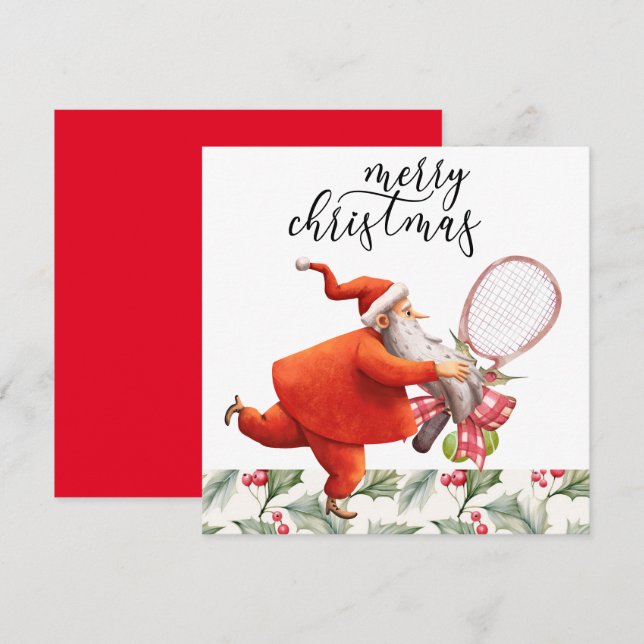 Cartão De Festividades Tênis Natal com Racket e Fúria de Natal (Frente/Verso)