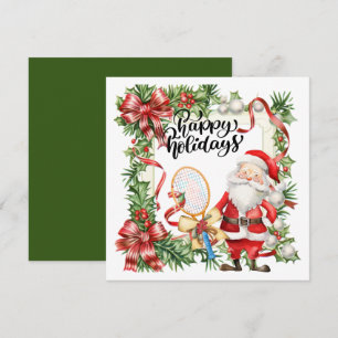 Cartão De Festividades Tenis Natal com Raquete aquarela