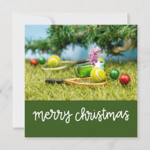 Cartão De Festividades Tênis Natal com tênis-bola e ornamentos