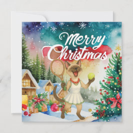 Cartão De Festividades Tennis Christmas greeting for cat lovers