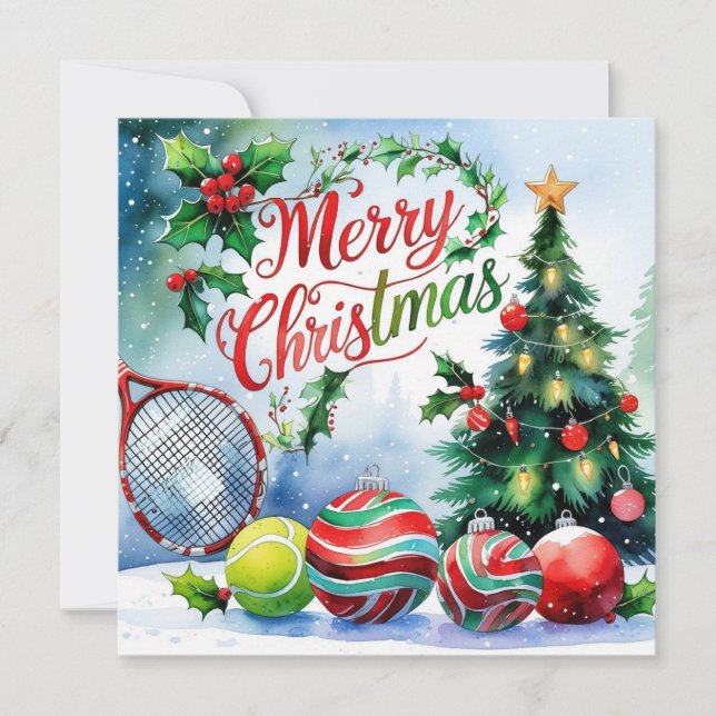 Cartão De Festividades Tennis Christmas Themed for Player  (Frente)