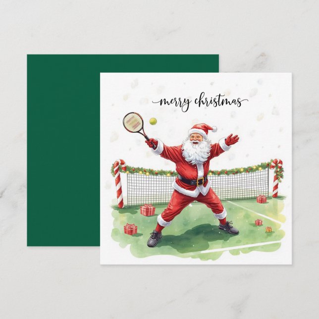Cartão De Festividades Tennis Christmas with Santa Claus (Frente/Verso)