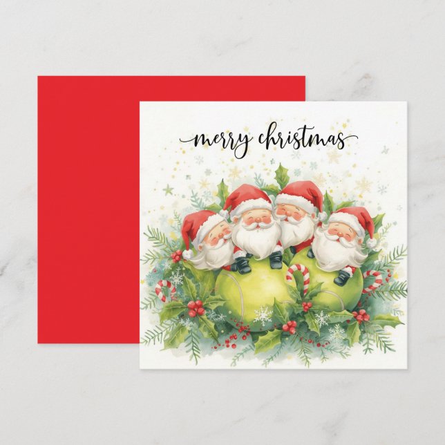 Cartão De Festividades Tennis Christmas with tennis themed  (Frente/Verso)