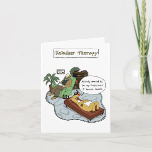 Cartão De Festividades Terapia de renas natalinas Cartoon Feriado Engra