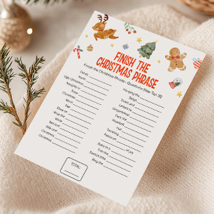 Cartão De Festividades Termine o Jogo de Frases de Natal