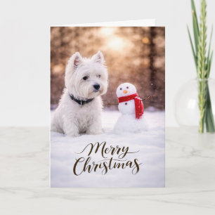 Cartão De Festividades Térmita West Highland Branco Papai Noel de Neve