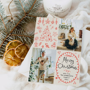 Cartão De Festividades Terra Boho Desenhou Feliz Natal 2 Foto