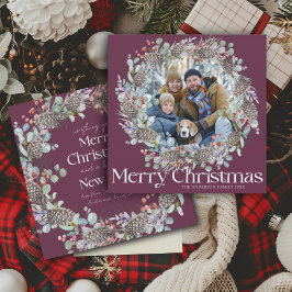 Cartão De Festividades Terra Botânica e Foto de Natal Moderno