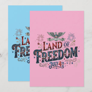 Cartão De Festividades Terra da Liberdade 4 de Julho Patriótico