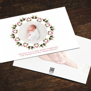 Cartão De Festividades Terra das Fotos de Natal Vermelho e Verde