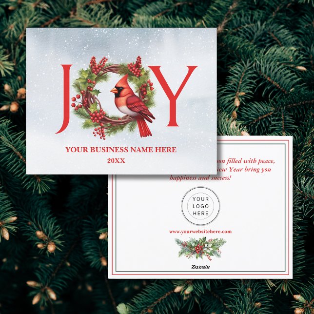 Cartão De Festividades Terra de Água da Alegria Comercial com Cardeal Ver (Send your Christmas greetings to clients and business partners with this chic custom card. Buy now!
)