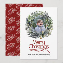 Cartão De Festividades Terra de Natal com foto verde