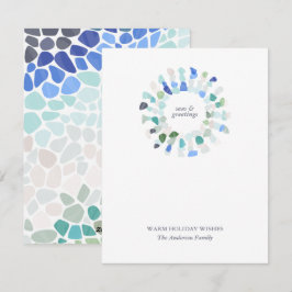 Cartão De Festividades Terra de Natal do Vidro do Mar Colorido