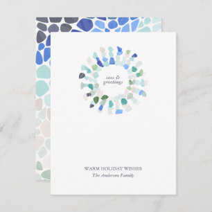 Cartão De Festividades Terra de Natal do Vidro do Mar Colorido