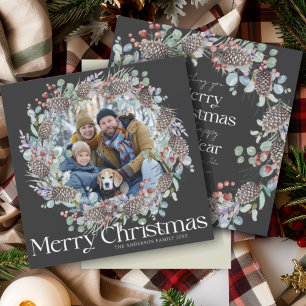 Cartão De Festividades Terra de Natal e Foto Modernas do Botânico Feliz