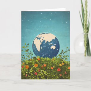 Cartão De Festividades Terra Flores Natureza Grama