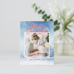 Cartão De Festividades Terra maravilhosa de inverno com cor de água com u