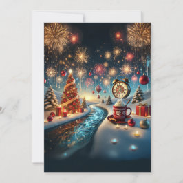 Cartão De Festividades Terra natal festiva de inverno com chocolate quent