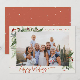 Cartão De Festividades Terracota Bege Moderno Script Boho Verde Foto