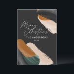 Cartão De Festividades Terracota preto verde aguarela moderna minimalista<br><div class="desc">Cartão de Natal com script moderno abstrato terracota verde preto orçamento. Moderno no design da paleta de cores terracota,  bege e verde tendência.</div>