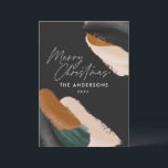 Cartão De Festividades Terracota preto verde aguarela moderna minimalista<br><div class="desc">Cartão de Natal com script moderno abstrato terracota verde preto orçamento. Moderno no design da paleta de cores terracota,  bege e verde tendência.</div>