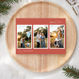 Cartão De Festividades Terracota Retro Boho Minimalista Cinco Fotos