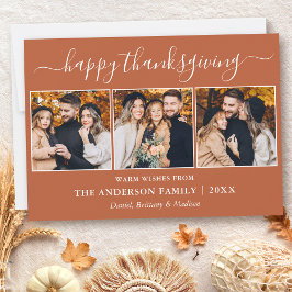 Cartão De Festividades Terracotta 3 Foto Ação de Graças da Caligrafia Mod
