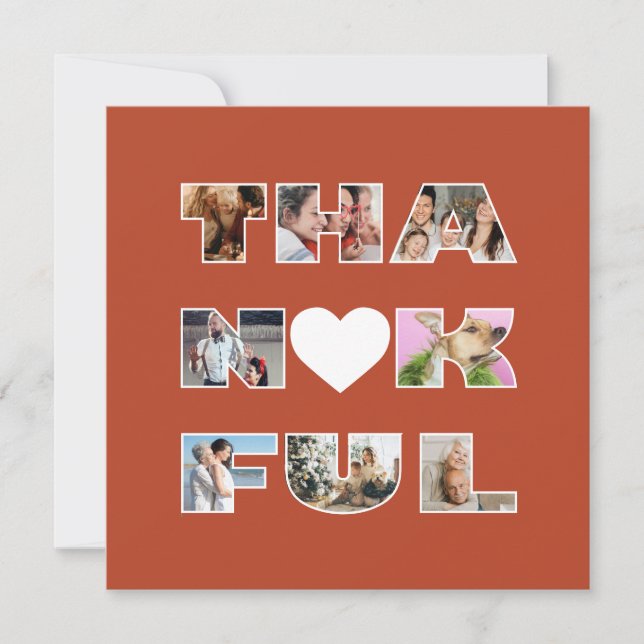 Cartão De Festividades Terracotta Foto Collage Feriado de Ação de Graças (Frente)