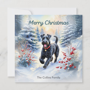 Cartão De Festividades Terrier Azul Kerry Na Neve Natal Alegre