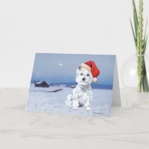 Cartão De Festividades Terrier Branco do West Highland Natal
