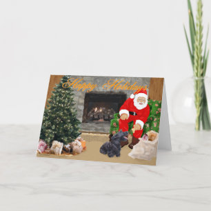 Cartão De Festividades Terrier Escocês Feliz & Papai Noel