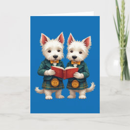 Cartão De Festividades Terriers West Highland Jantar Burns Lendo Poesia