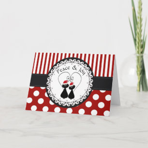 Cartão De Festividades Teste padrão lunático engraçado do casal do gato