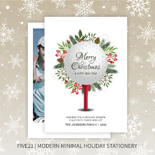 Cartão De Festividades Teto de Golfe Festivo Foto de Natal Greenerado