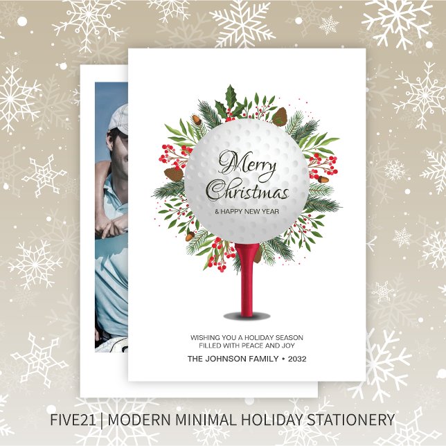 Cartão De Festividades Teto de Golfe Festivo Foto de Natal Greenerado (Criador carregado)