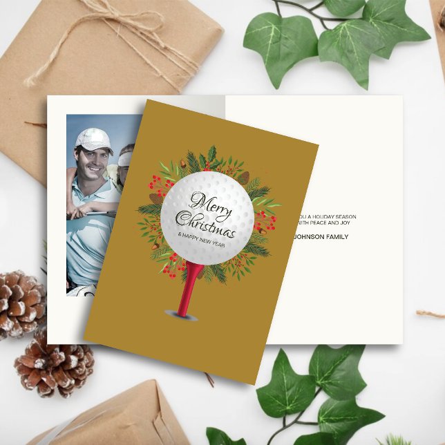 Cartão De Festividades Teto de Golfe Festivo Foto de Natal Greenerado (Criador carregado)