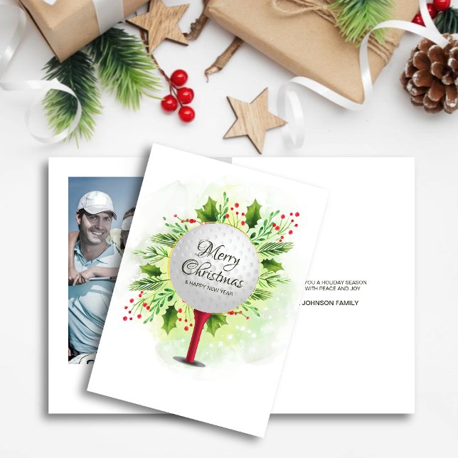 Cartão De Festividades Teto de Golfe Festivo Foto de Natal Greenerado (Criador carregado)