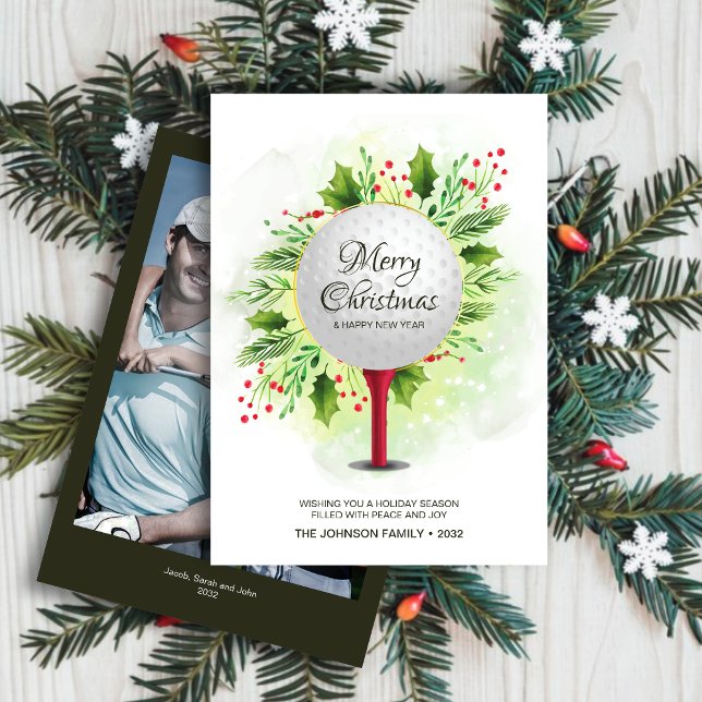 Cartão De Festividades Teto de Golfe Festivo Foto de Natal Greenerado (Criador carregado)