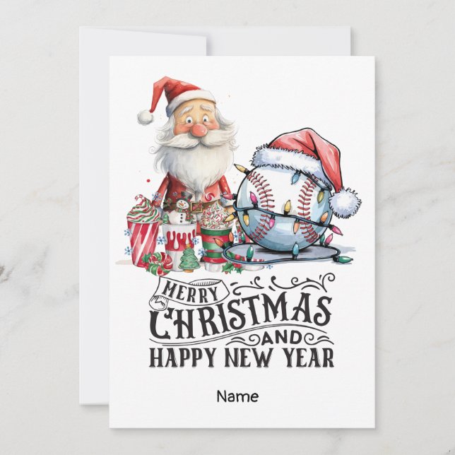 Cartão De Festividades Teto de Natal de Baseball (Frente)