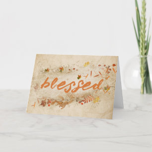 Cartão De Festividades Texto Abençoado Com Folhas De Outono