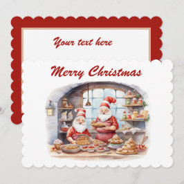 Cartão De Festividades Texto adicional festivo da aquarela de Natal elf