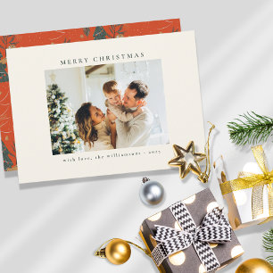 Cartão De Festividades Texto de Árvore de Natal Vermelho Verde de Foto Pe