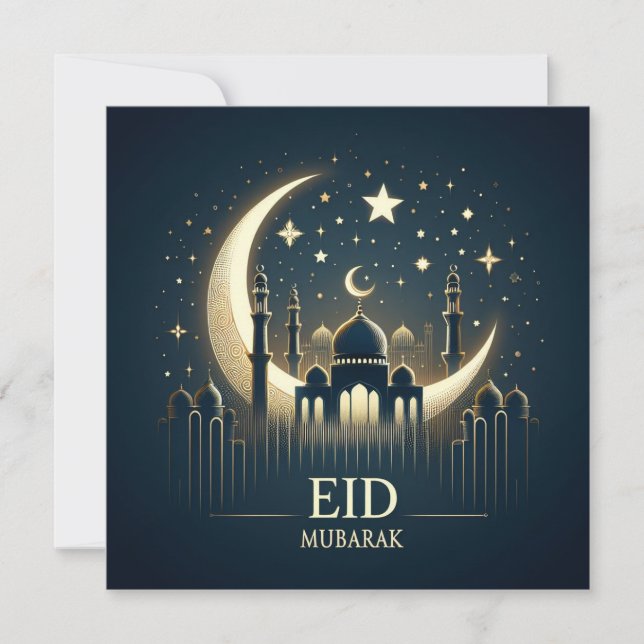 Cartão De Festividades Texto de Boas Festas Personalizável Eid Mubarak (Frente)