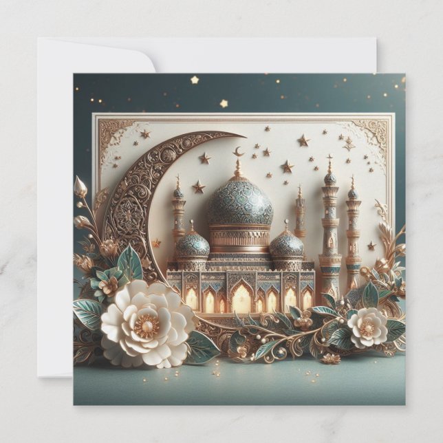 Cartão De Festividades Texto de Boas-vindas Personalizável Eid Mubarak (Frente)