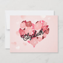 Texto de caligrafia Retro Boho Floral I Heart Name